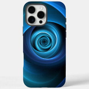 Coques iPhone 16 Pro Max Couleurs bleu spirale 3D Art Abstrait fractal mode