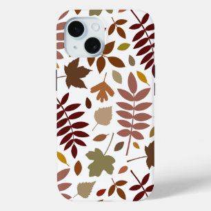 Coque Pour iPhone 15 Couleurs d'automne en blanc pour les Feuilles tomb