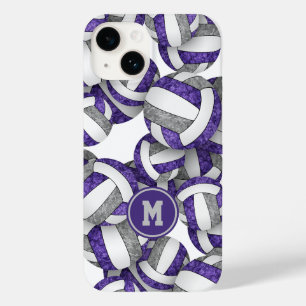 Coque Pour iPhone 14 Couleurs d'équipe violet gris girly volleyball
