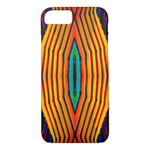 Coque iPhone 7 Couleurs géométriques jaunes orange rouge brillant