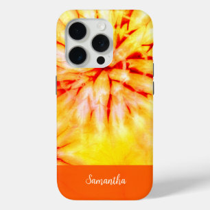 COQUE iPhone 15 PRO COULEURS INSPIRÉES ORANGE TIE DYE DESIGN
