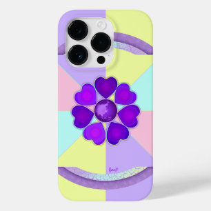 Coque Pour iPhone 14 Pro Couleurs pastel & coeurs violets battre