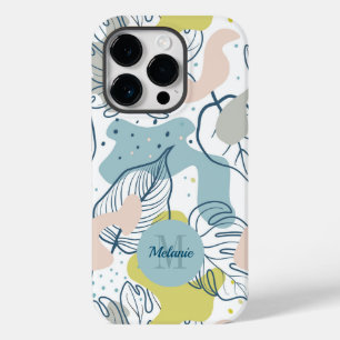 Coque Pour iPhone 14 Pro Couleurs pastel Palm feuilles et formes organiques