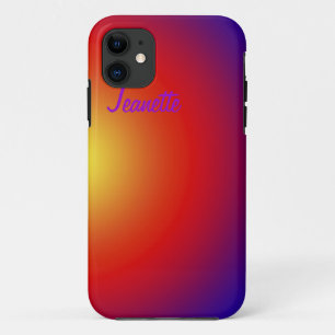 Coque iPhone 11 Couleurs sauvages, Nom, Orange Rouge Jaune Minimal