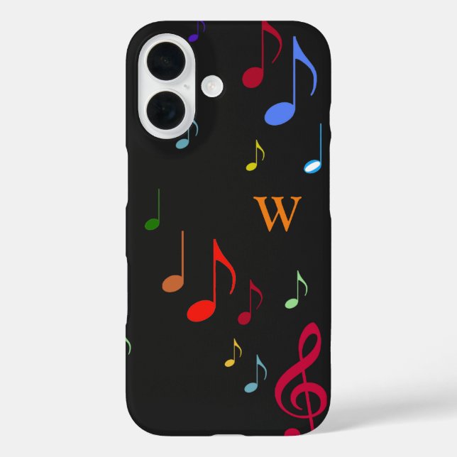 Coques Case-Mate iPhone couleurs sur notes musicales noires (Verso)