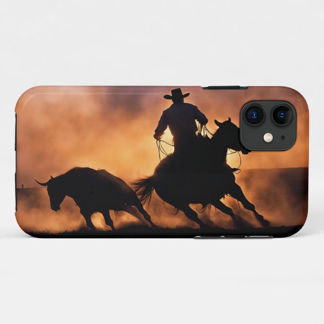 Coques Case-Mate iPhone Country Western Cowboy Roping Steer Bull (Dos (Horizontal))