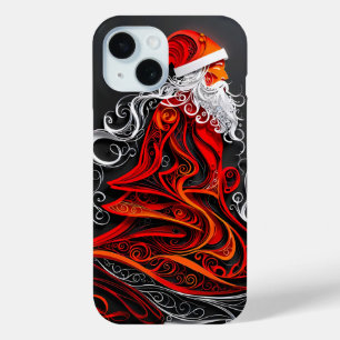 Coque Pour iPhone 15 Coupe de papier Père Noël complexe