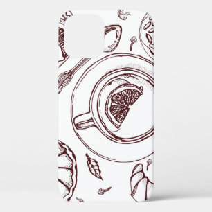 Case-Mate iPhone Case Coupe de thé, une pâtisserie, croissant, vintage, 