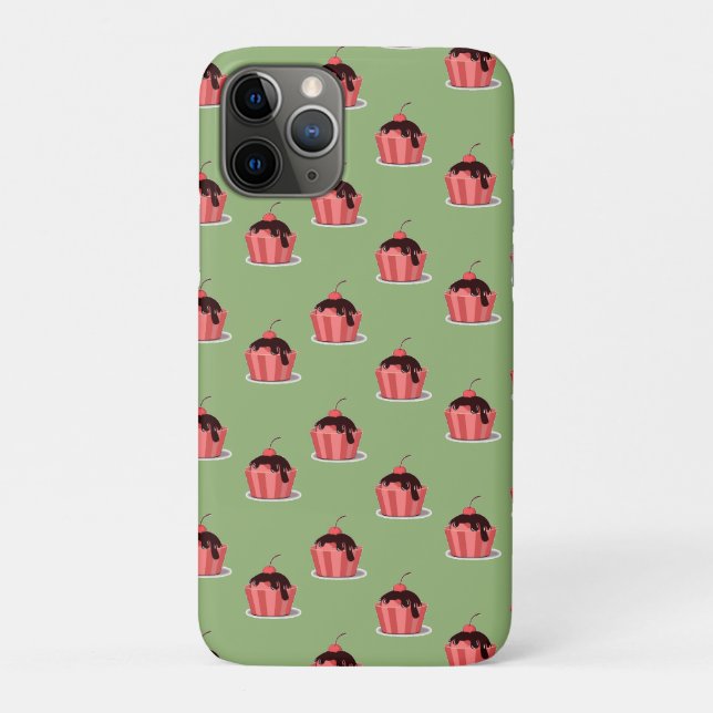 Coques Case-Mate iPhone Coupes de crème glacée rose sur vert (Dos)