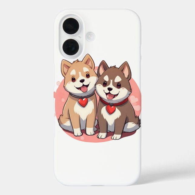 Coques Case-Mate iPhone Couple de chien mignon Shiba Inu en amour (Verso)