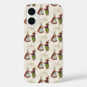 Coque Pour iPhone 16 Couple de lapin vintage en vêtements victoriens