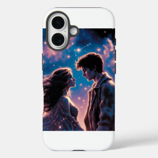 Coque Pour iPhone 16 Couple Galactique Amour Romantique Art de la Nuit