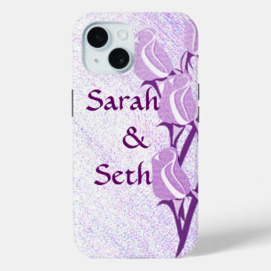Coque Pour iPhone 15 Couple Rose violet personnalisé