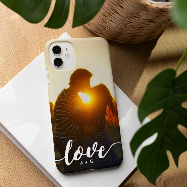 Coques Case-Mate iPhone Couples Monogramme LOVE Photo personnalisée (Créateur téléchargé)