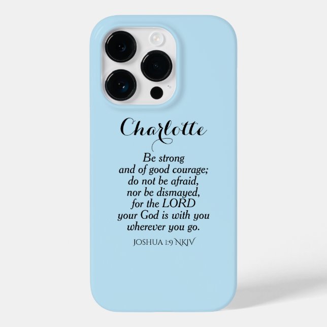 Coques Case-Mate iPhone Courage bleu clair Bible Verset Nom personnalisé S (Verso)