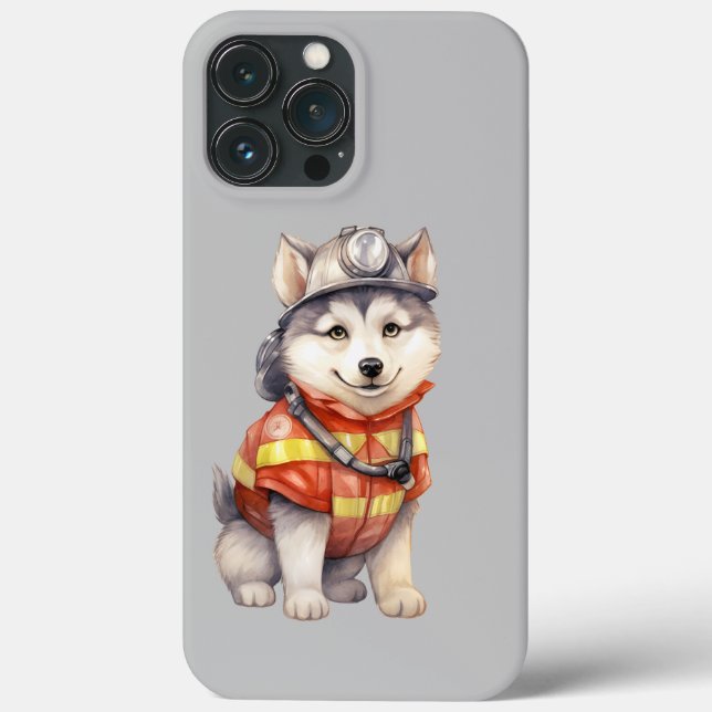 Coques Case-Mate iPhone Courageux pompier Sibérien Husky Chien honorant (Verso)