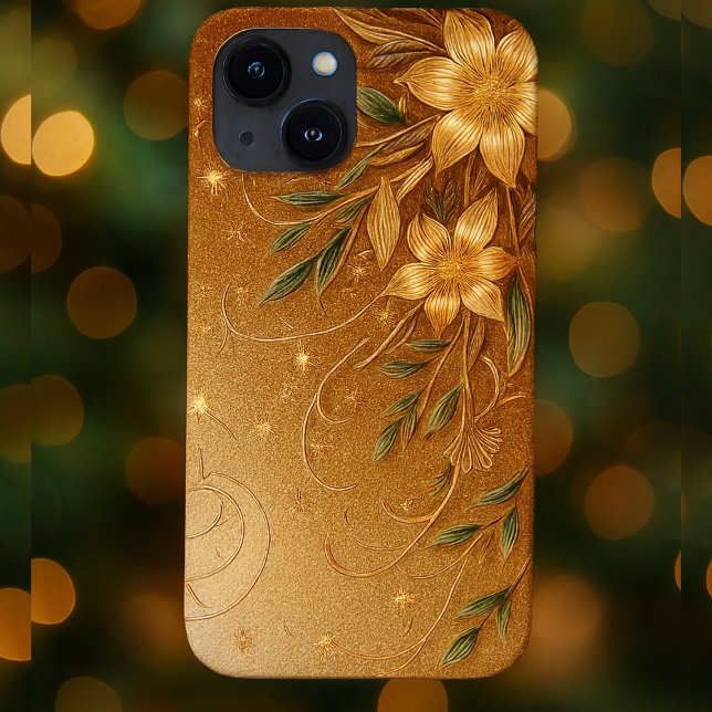 Coques Case-Mate iPhone Courbe florale dorée moderne (Créateur téléchargé)