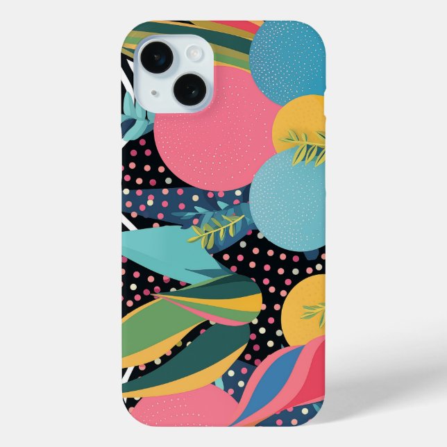 Coques Case-Mate iPhone Courbes et points avec feuilles (Verso)