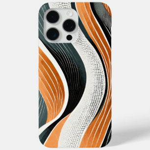 Coque iPhone 15 Pro Max Courbes orange et gris avec textures