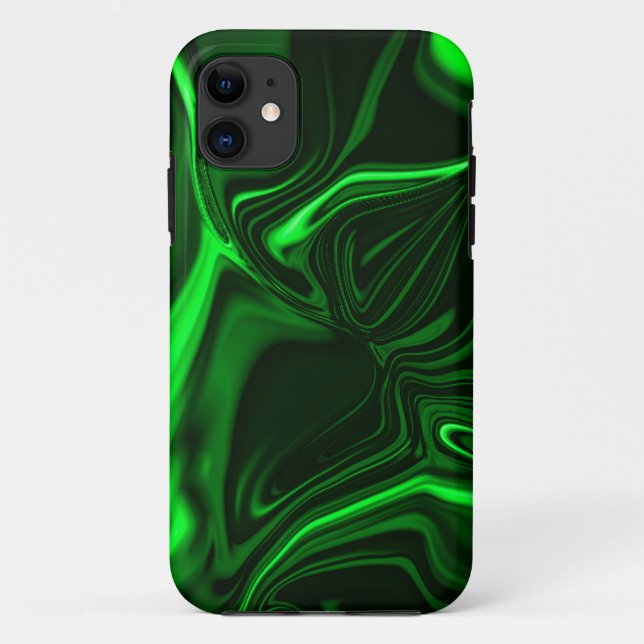 Coques Case-Mate iPhone Courbes ou ondulations vert métallique, foncé (Dos)
