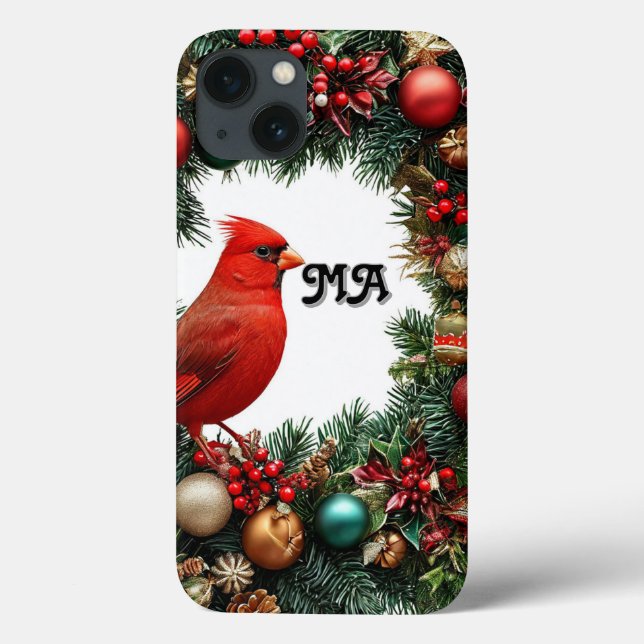 Coques Case-Mate iPhone Couronne de Noël avec Cardinal (Verso)