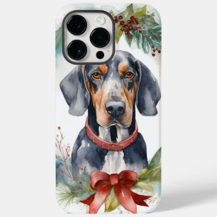 Coque Pour Pour iPhone 14 Pro Max Couronne de Noël Bluetick Coonhound Chien festif