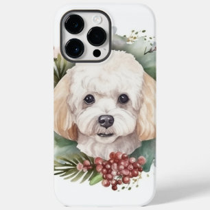 Coque Pour Pour iPhone 14 Pro Max Couronne de Noël Caniche Fête de Chien Joyeux