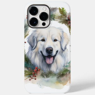 Coque Pour Pour iPhone 14 Pro Max Couronne de Noël des Grandes Pyrénées Chien de fêt