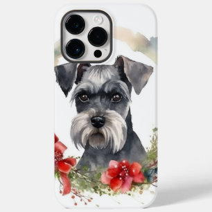 Coque Pour Pour iPhone 14 Pro Max Couronne de Noël festive de Schnauzer