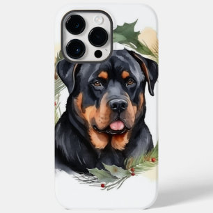 Coque Pour Pour iPhone 14 Pro Max Couronne de Noël Rottweiler Chien de fête