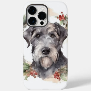Coque Pour Pour iPhone 14 Pro Max Couronne de Noël Wolfhound Chien de fête 