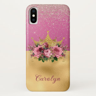 Case-Mate iPhone Case Couronne florale rose et or chic