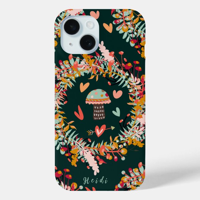 Coques Case-Mate iPhone Couronnes et cœurs de champignons (Verso)