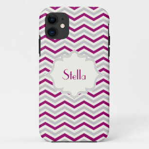 Etui iPhone Case-Mate Coutume moderne violet, gris, chevron d'ivoire