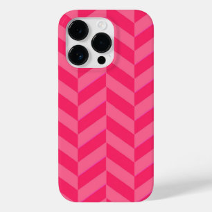 Coque Pour iPhone 14 Pro Couvercle rose Chevron chic et protecteur