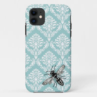 Couverture bleue vintage d'iPhone de frelon