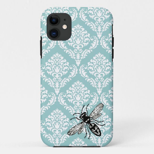 Coques Case-Mate iPhone Couverture bleue vintage d'iPhone de frelon (Dos)