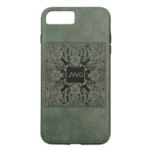 Coque iPhone 8 Plus/7 Plus Couverture de livre de monogramme en cuir épinglé