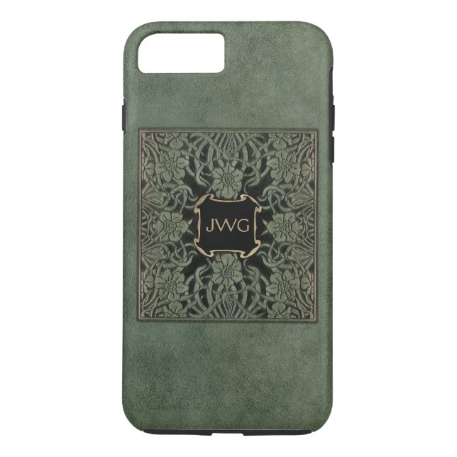 Coques Case-Mate iPhone Couverture de livre de monogramme en cuir épinglé  (Dos)