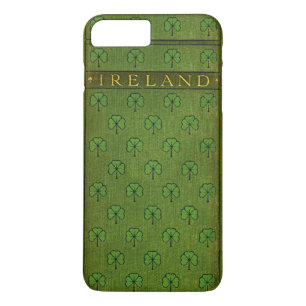 Coque iPhone 8 Plus/7 Plus Couverture de vieux livre de shamrock de l'Irlande