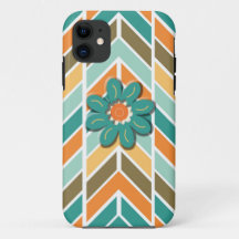 Couverture iPhone, Retro Chevron, Flower Power iPh