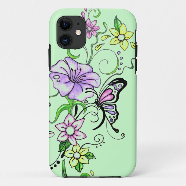 Coques Case-Mate iPhone Couverture Papillon Floral (Dos)