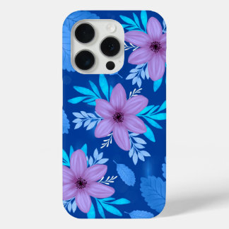 Coque iPhone 15 Pro Couverture pourpre en fleurs