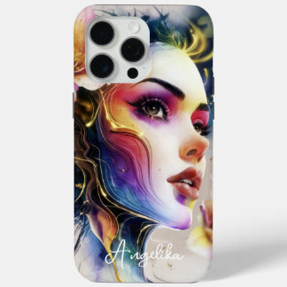 Coque iPhone 15 Pro Max Couverture téléphonique céleste femme peinte Imagi