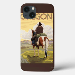 iPhone 13 Coque Cowboy on Horseback Vintage Travel Poster