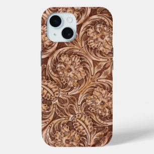 Coque Pour iPhone 15 cowboy western country motif à outils cuir