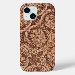 Coque Pour iPhone 15 cowboy western country motif à outils cuir