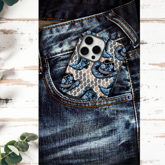 Coques iPhone 16 Pro Max Cowgirl casquette et bottes, noir et bleu rose mot