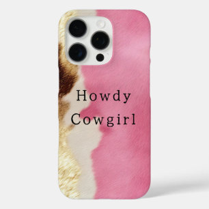 Coques iPhone 16 Pro Cowgirl Western Pink Cream Gold Cowhide