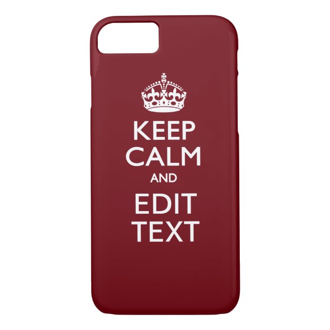 Coques Case-Mate iPhone Cranberry Burgundy Keep Calm and Your Text (Dos)